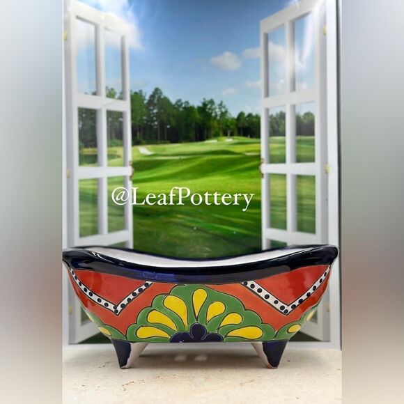 Talavera Planter Pot Hand-Painted Mexican Ceramic Indoor Outdoor Succulent Pot - Picture 7 of 11